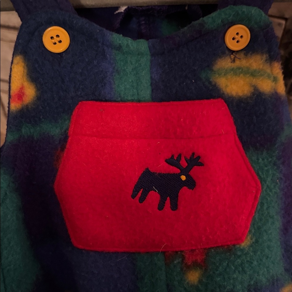 Gymboree Blue and Green Kids Overalls with Red Pocket - Picture 4 of 9